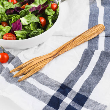 Personalized Olive Wood Salad Fork – Handmade Natural Wooden Utensil | Artisraw Tunisie