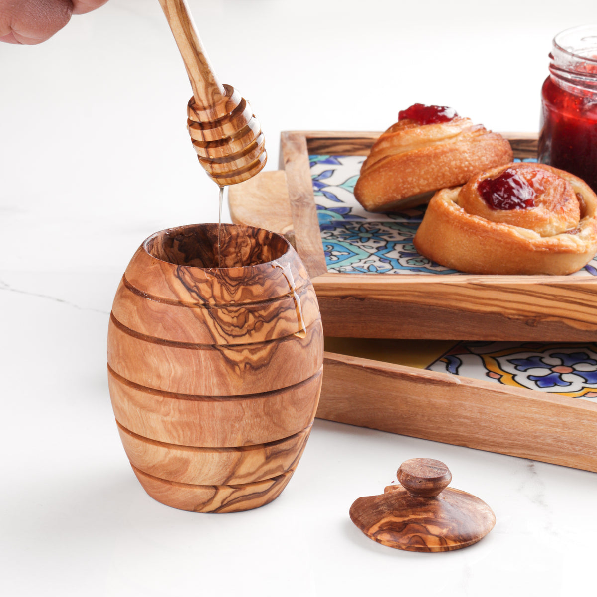 Set of 2 Honey Pots with Dipper