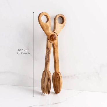 Olive wood toast tongs