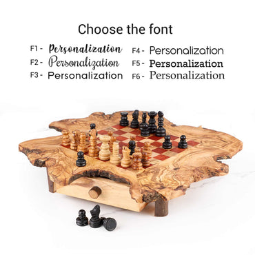Rustic Olive Wood Chess Set with Storage – Handmade Board Game