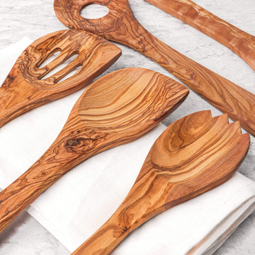 Set of 5 Olive Wood Kitchen Utensils