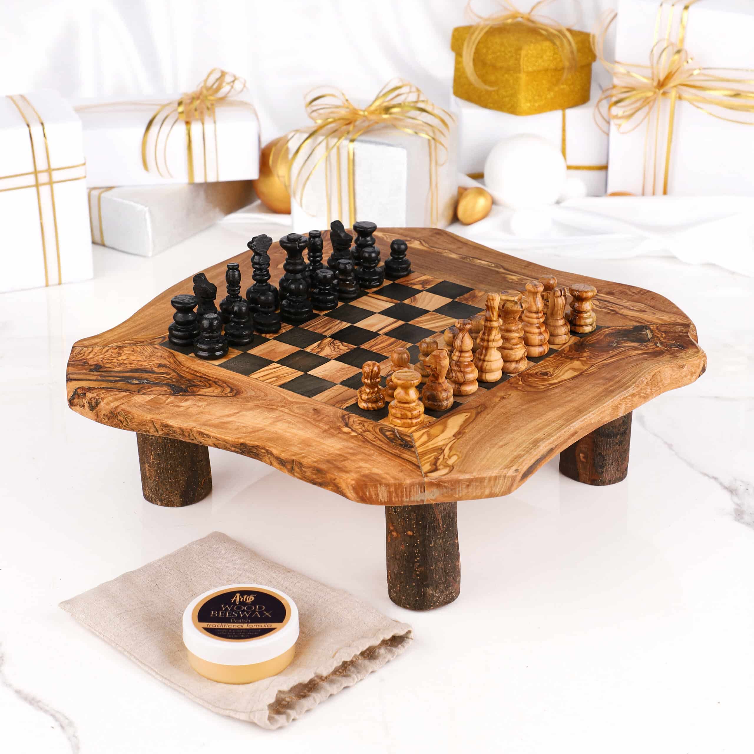 Fancy Chess Board Wooden with Natural Legs