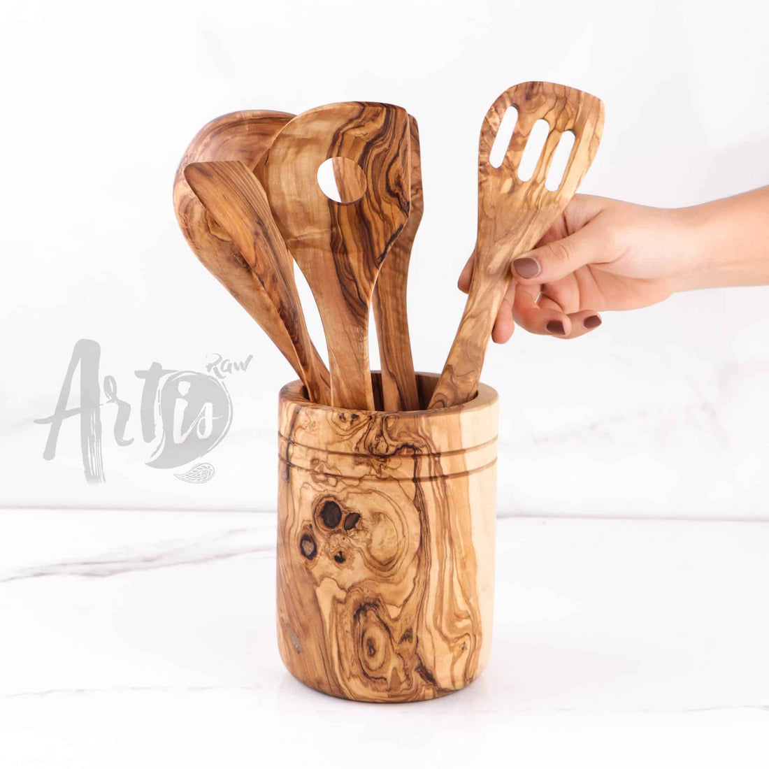 Handmade olive wood kitchen utensils by ArtisRaw
