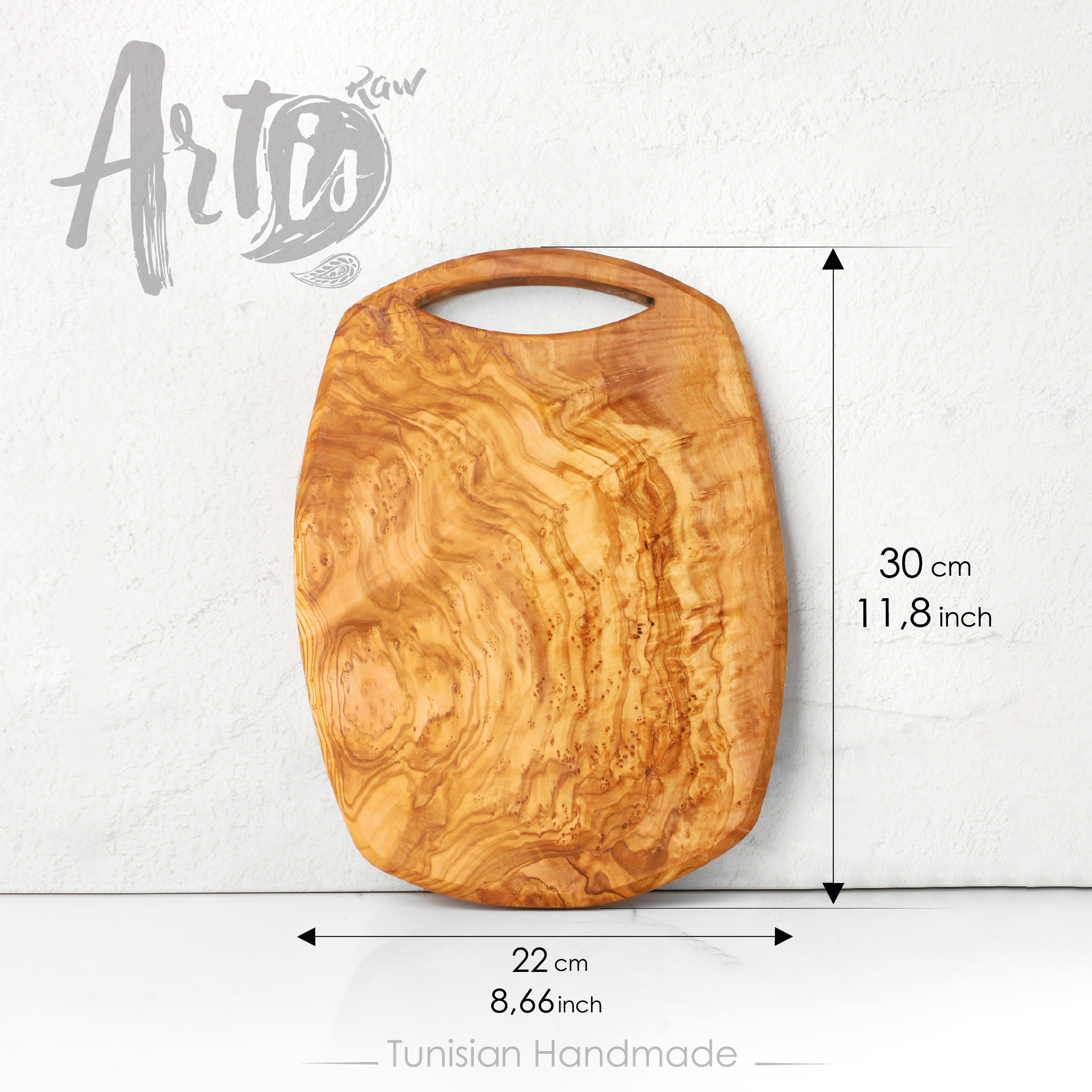 Olive Wood Cutting Board with Handle