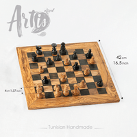 Handmade Tunisian Olive Wood Chess Board | Artisraw