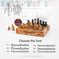 OliveWood Folding Chess Set With Storage and Chess Pieces - Artisraw Tunisie