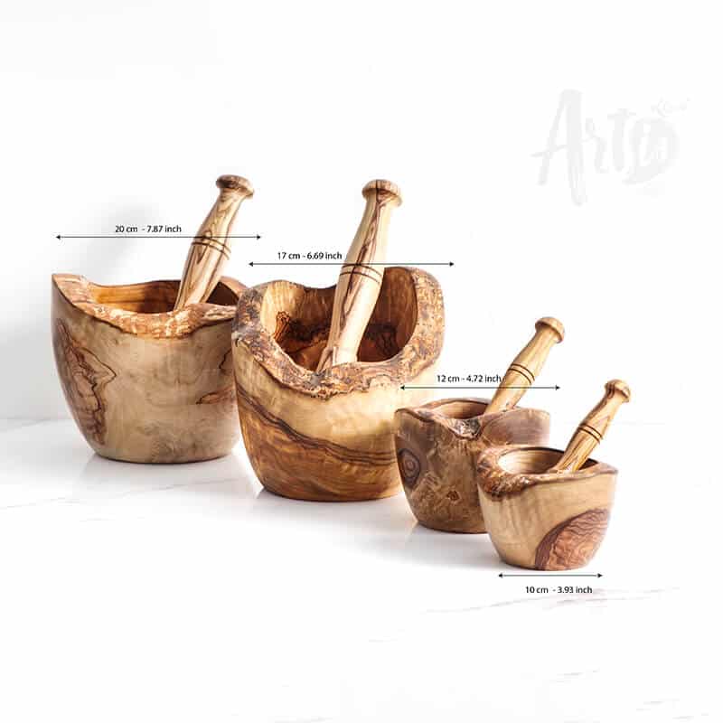 Rustic Olive Wood Mortar and Pestle – Handmade Kitchen Tool