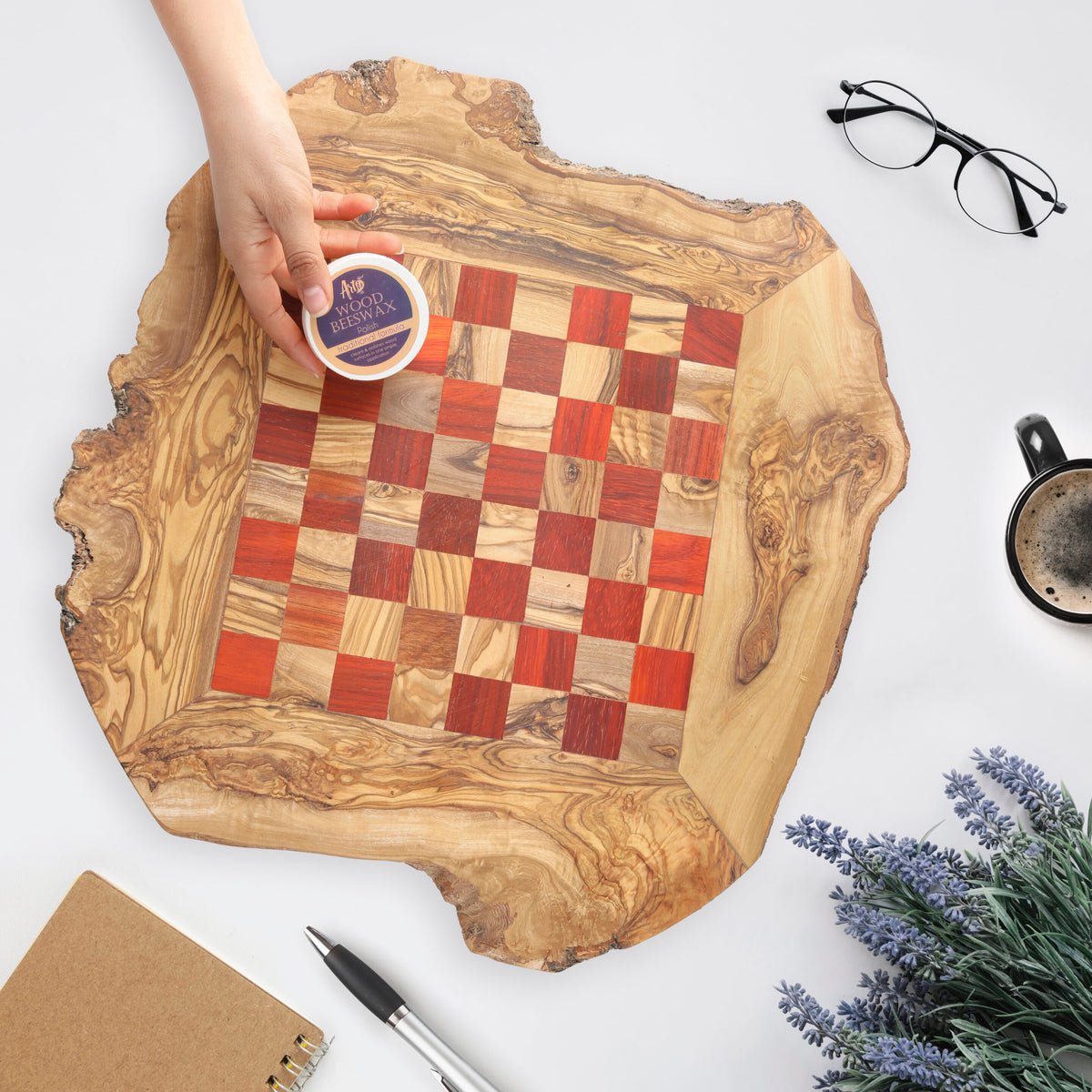 Olive Wood Chess Board Only – Handmade by Artisraw
