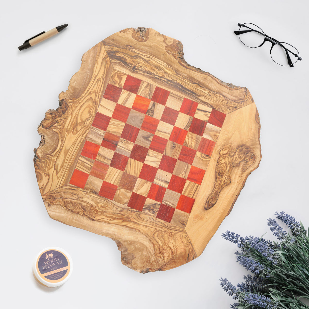 Olive Wood Chess Board Only – Handmade by Artisraw
