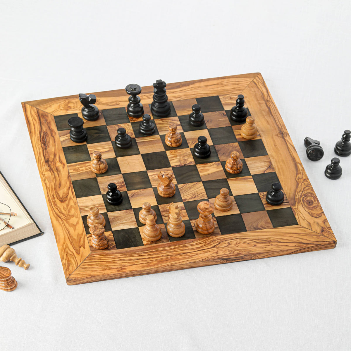 Handmade Tunisian Olive Wood Chess Board | Artisraw