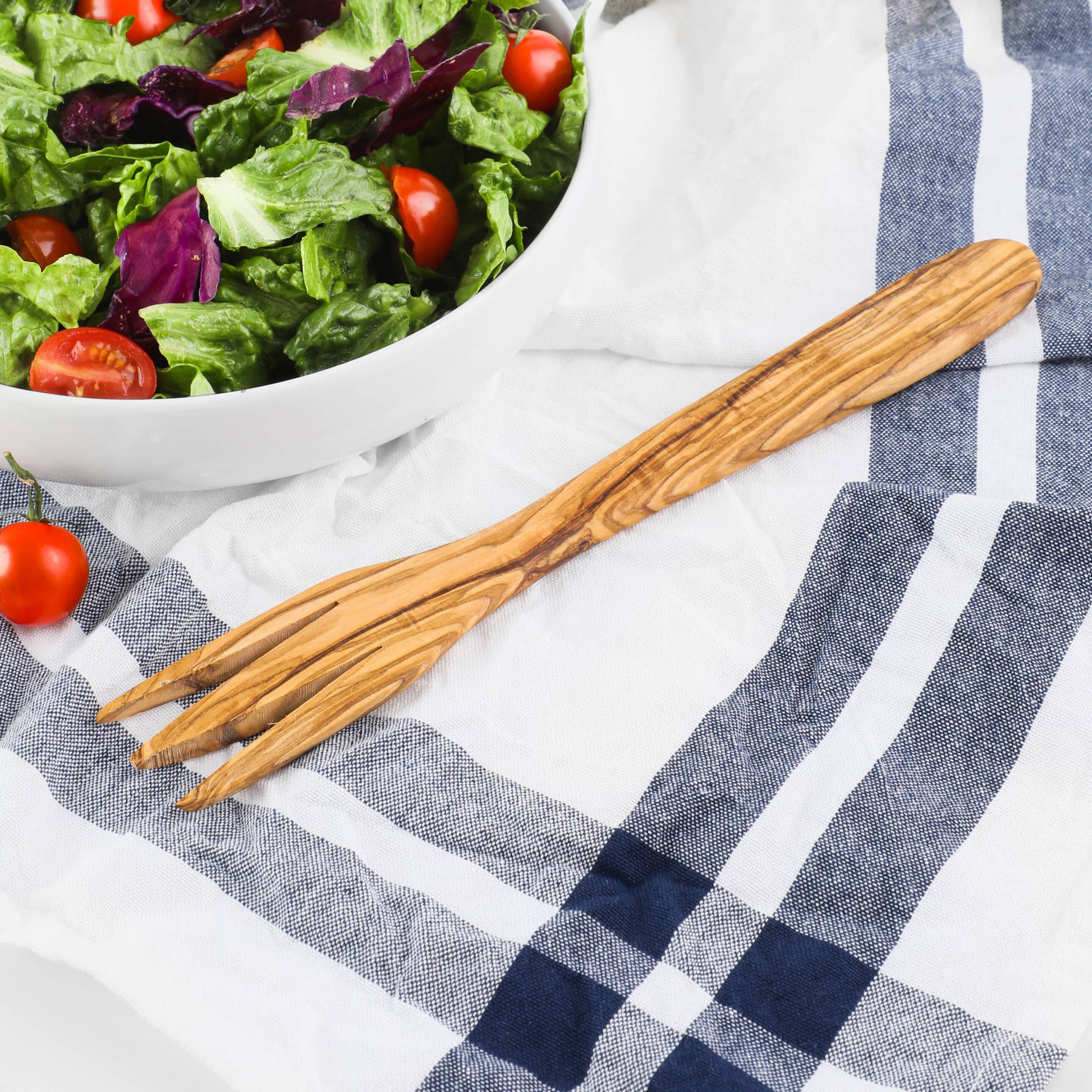 Personalized Olive Wood Salad Fork – Handmade Natural Wooden Utensil | Artisraw Tunisie