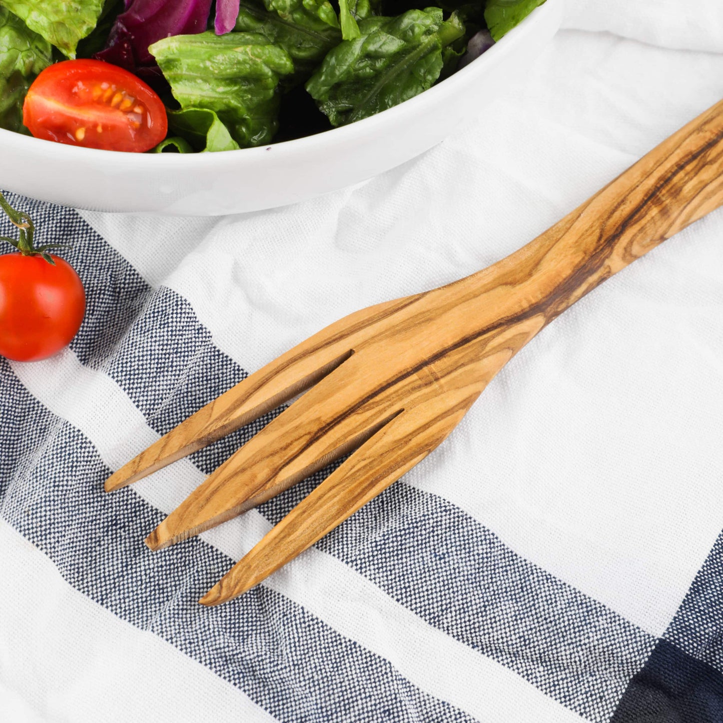 Personalized Olive Wood Salad Fork – Handmade Natural Wooden Utensil | Artisraw Tunisie