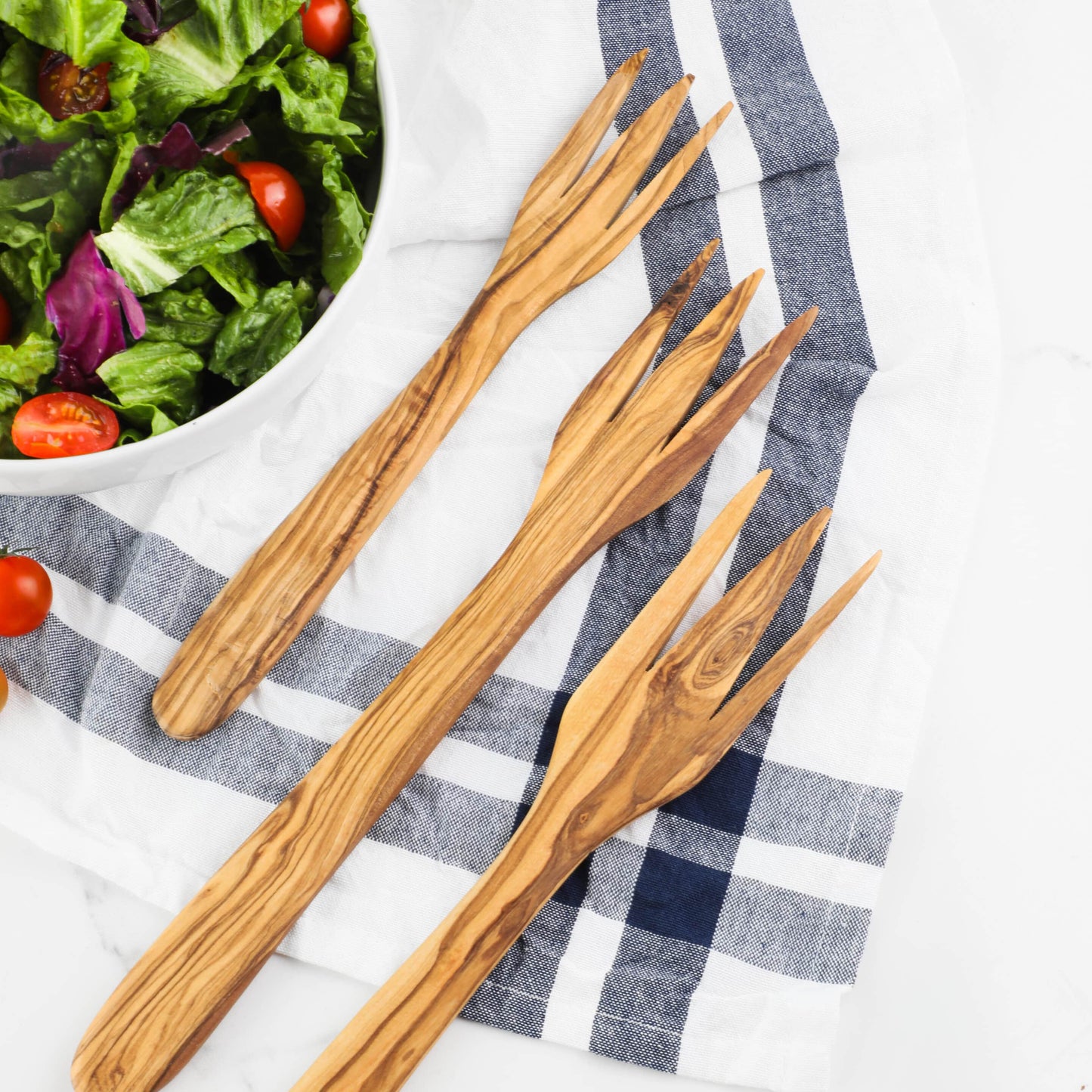 Personalized Olive Wood Salad Fork – Handmade Natural Wooden Utensil | Artisraw Tunisie