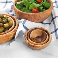 Set of 6 Wooden Bowls from small to medium sizes/ Wood Bowls handmade from Olive Wood (FREE Organic Wood Conditioner)
