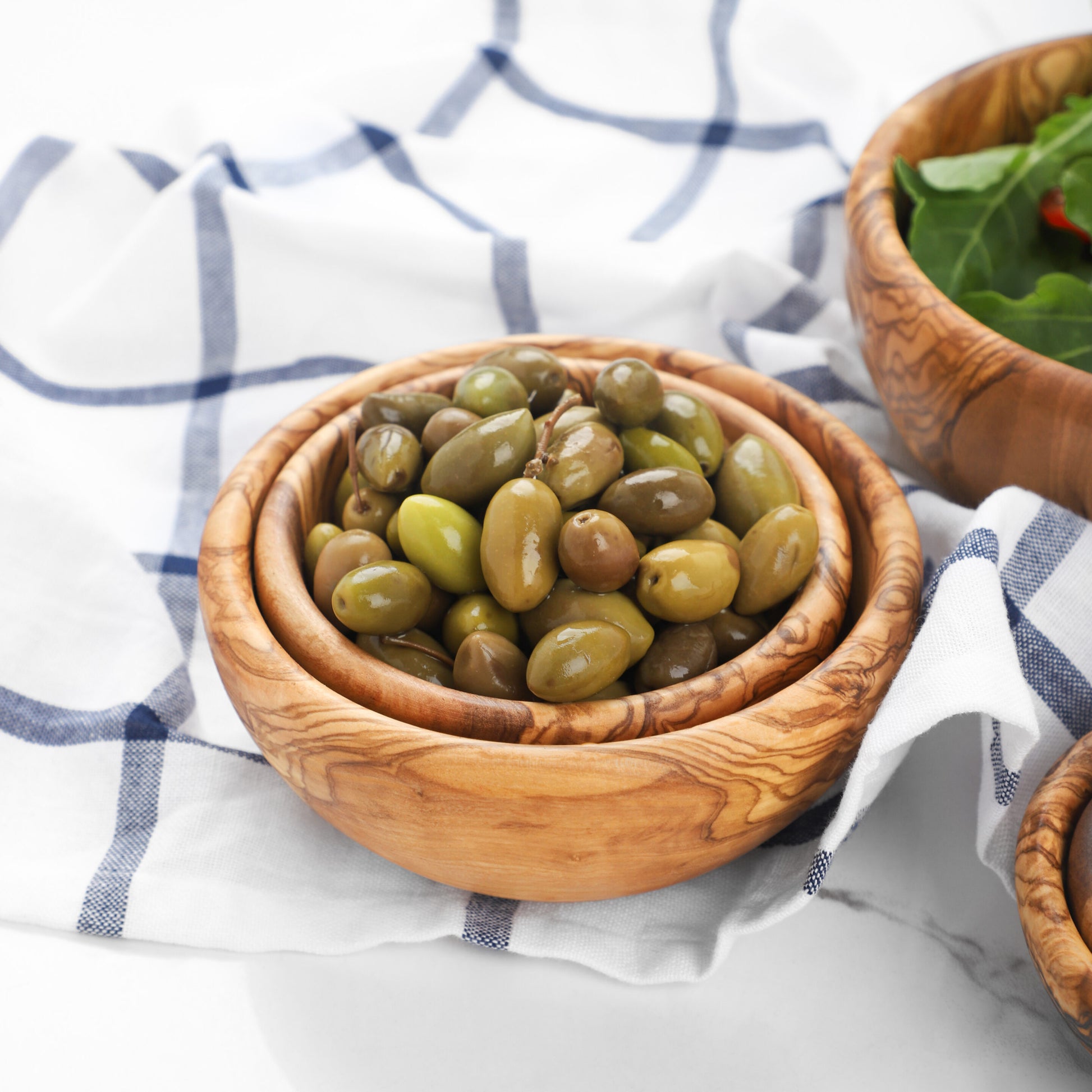 Set of 6 Wooden Bowls from small to medium sizes/ Wood Bowls handmade from Olive Wood (FREE Organic Wood Conditioner)