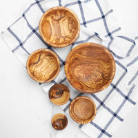 Set of 6 Wooden Bowls from small to medium sizes/ Wood Bowls handmade from Olive Wood (FREE Organic Wood Conditioner)