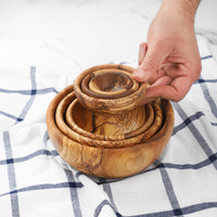 Set of 6 Wooden Bowls from small to medium sizes/ Wood Bowls handmade from Olive Wood (FREE Organic Wood Conditioner)
