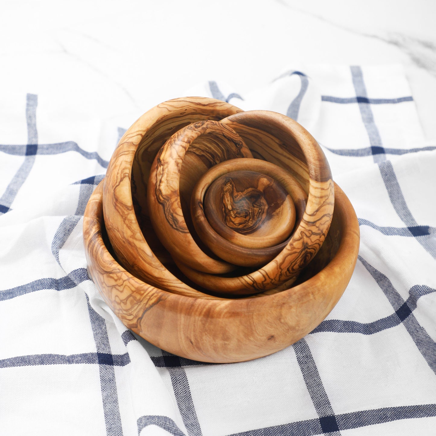 Set of 6 Wooden Bowls from small to medium sizes/ Wood Bowls handmade from Olive Wood (FREE Organic Wood Conditioner)