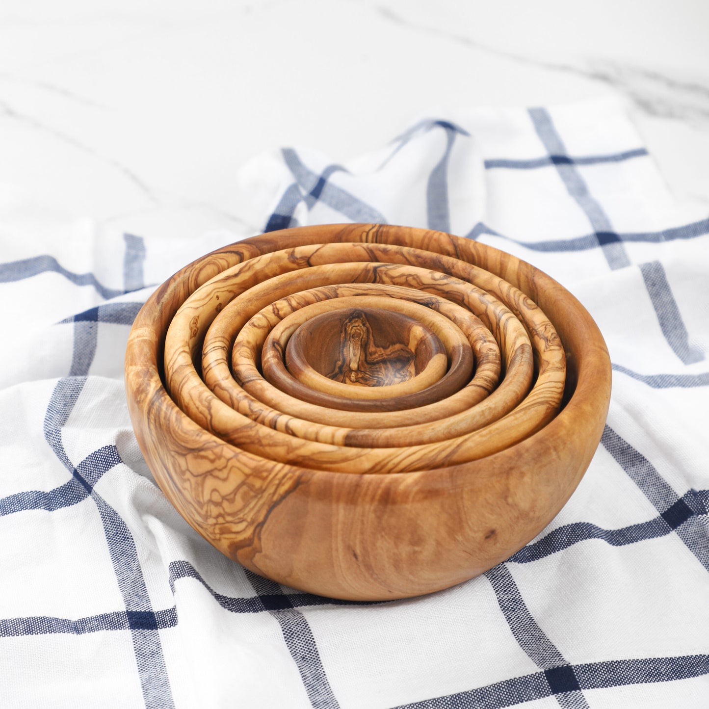 Set of 6 Wooden Bowls from small to medium sizes/ Wood Bowls handmade from Olive Wood (FREE Organic Wood Conditioner)