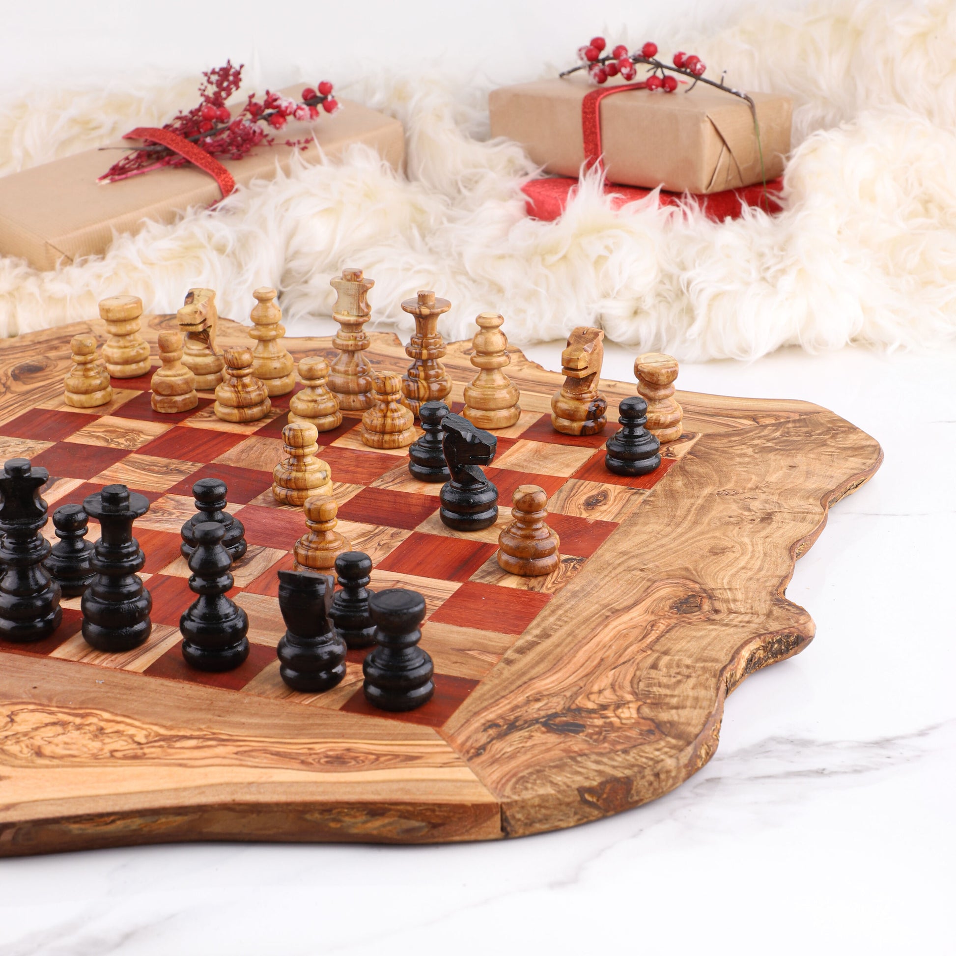 Olive Wood Chess Board - Artisraw  Tunisie