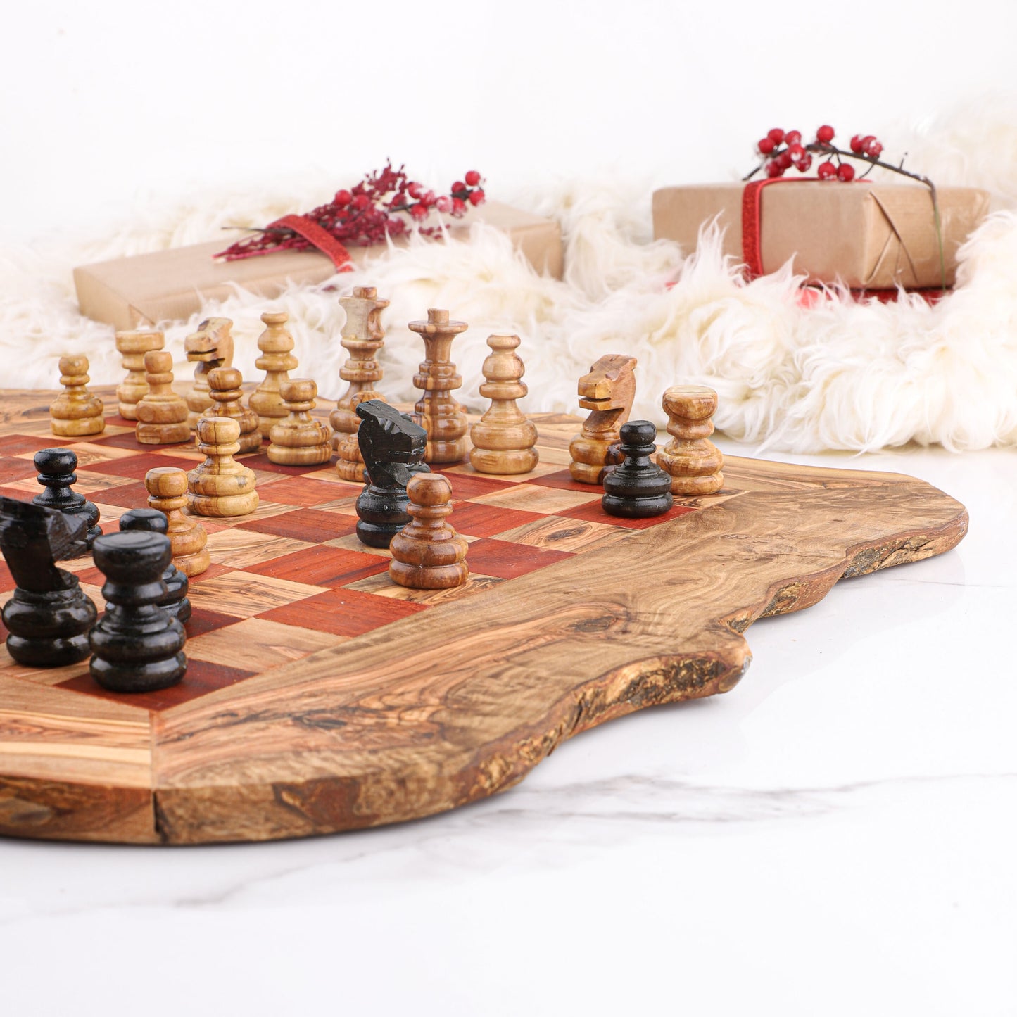 Olive Wood Chess Board - Artisraw  Tunisie