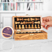 OliveWood Folding Chess Set With Storage and Chess Pieces - Artisraw Tunisie