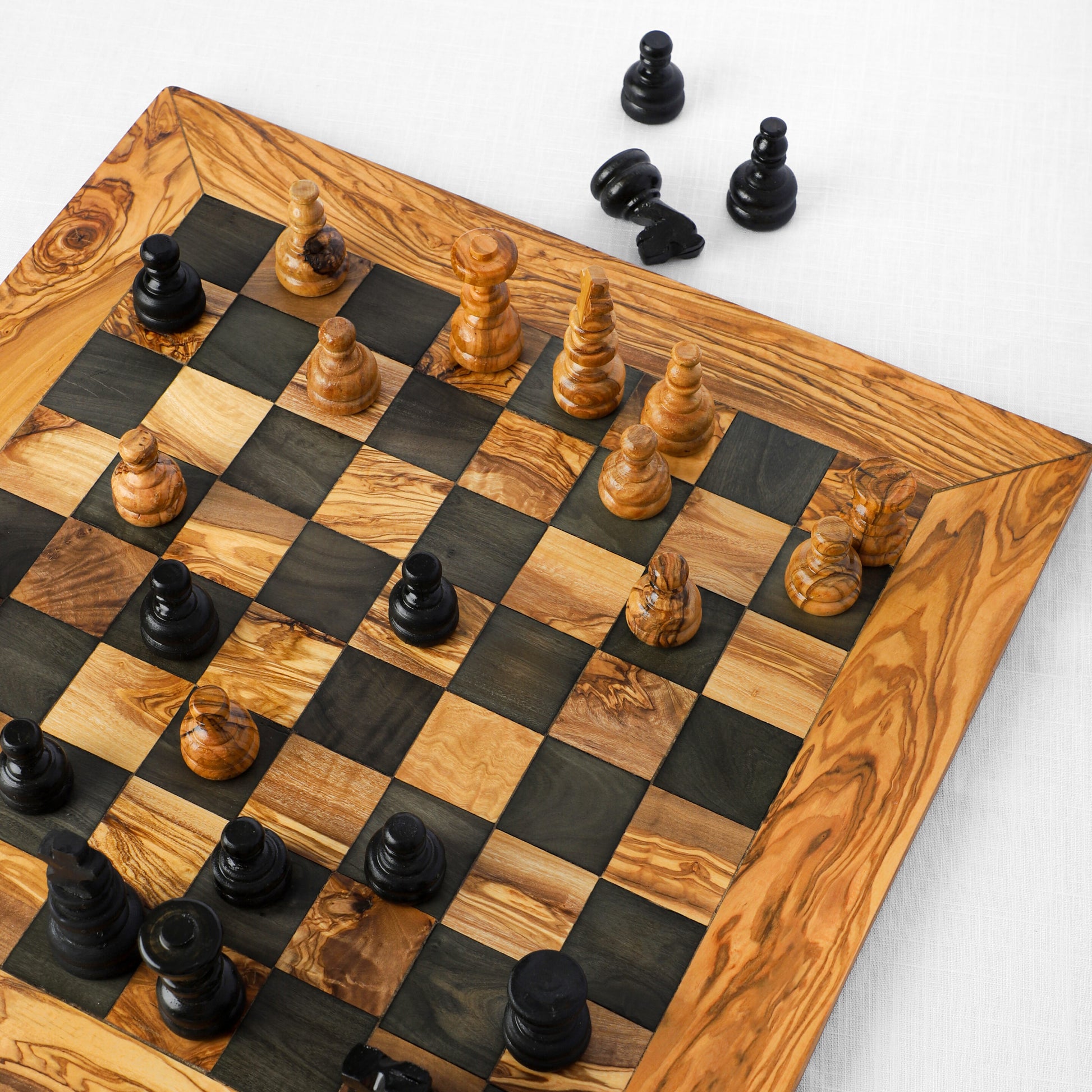 Handmade Tunisian Olive Wood Chess Board | Artisraw