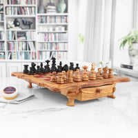 Handmade Chess Board from Tunisian Olive Wood – Artisan Olive Wood Game Board