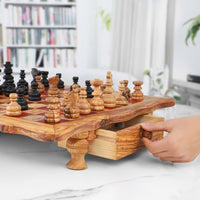Handmade Chess Board from Tunisian Olive Wood – Artisan Olive Wood Game Board