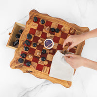 Handmade Chess Board from Tunisian Olive Wood – Artisan Olive Wood Game Board