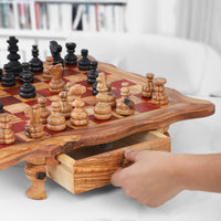 Handmade Chess Board from Tunisian Olive Wood – Artisan Olive Wood Game Board