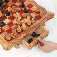 Handmade Chess Board from Tunisian Olive Wood – Artisan Olive Wood Game Board