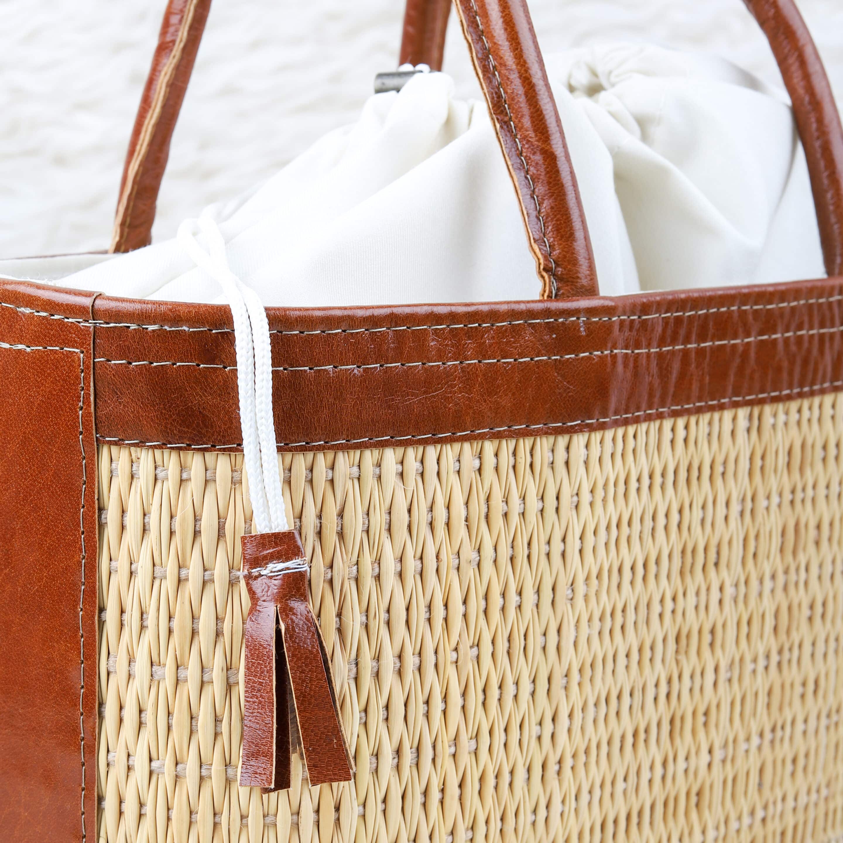 Handmade Top Handle Straw Bag