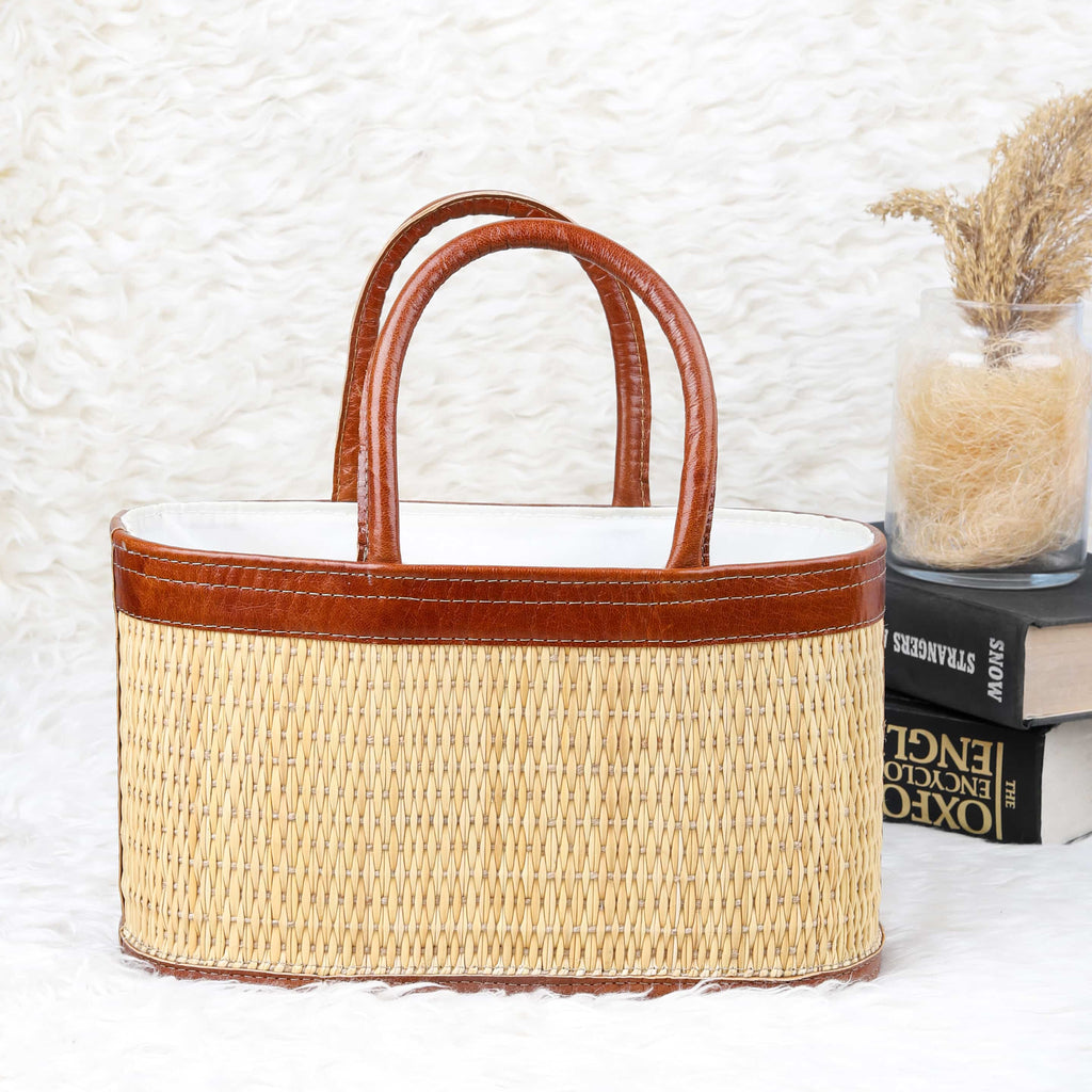 Handmade Top Handle Straw Bag