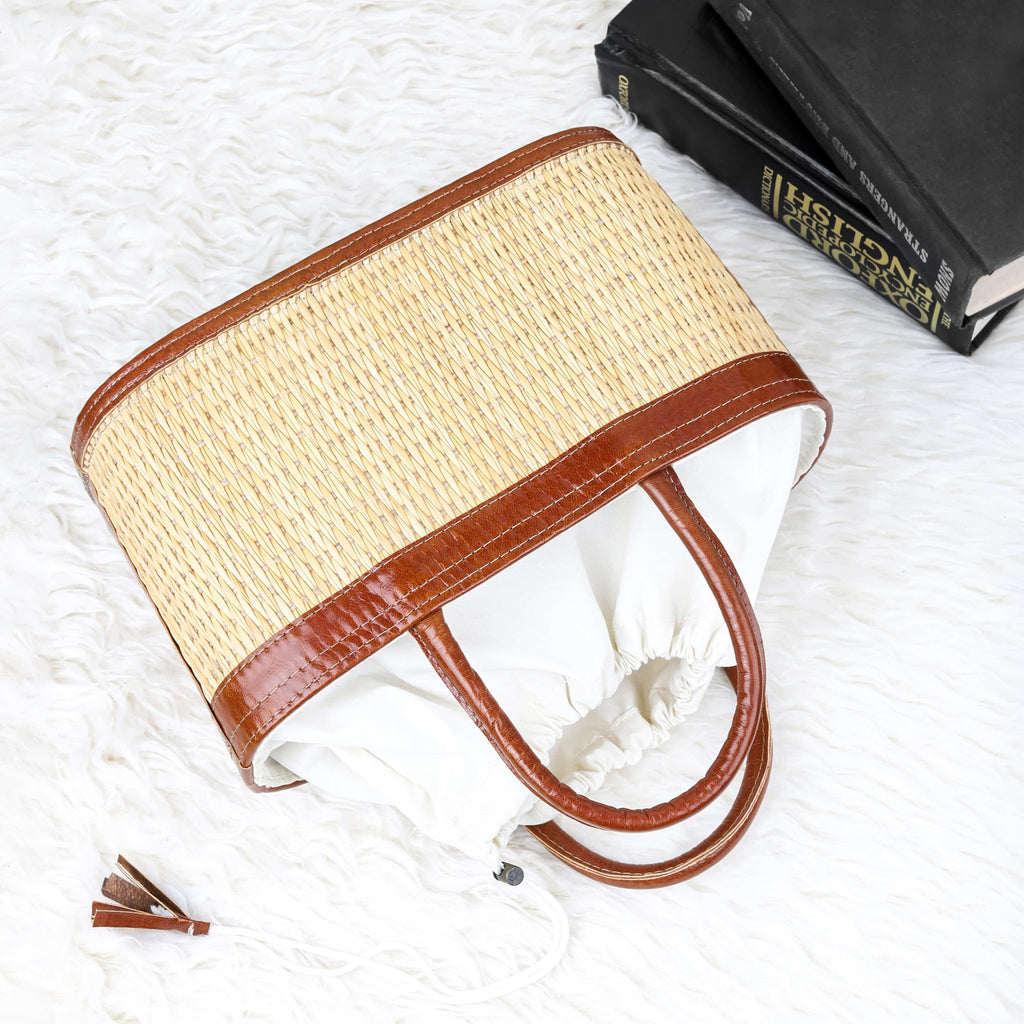 Handmade Top Handle Straw Bag