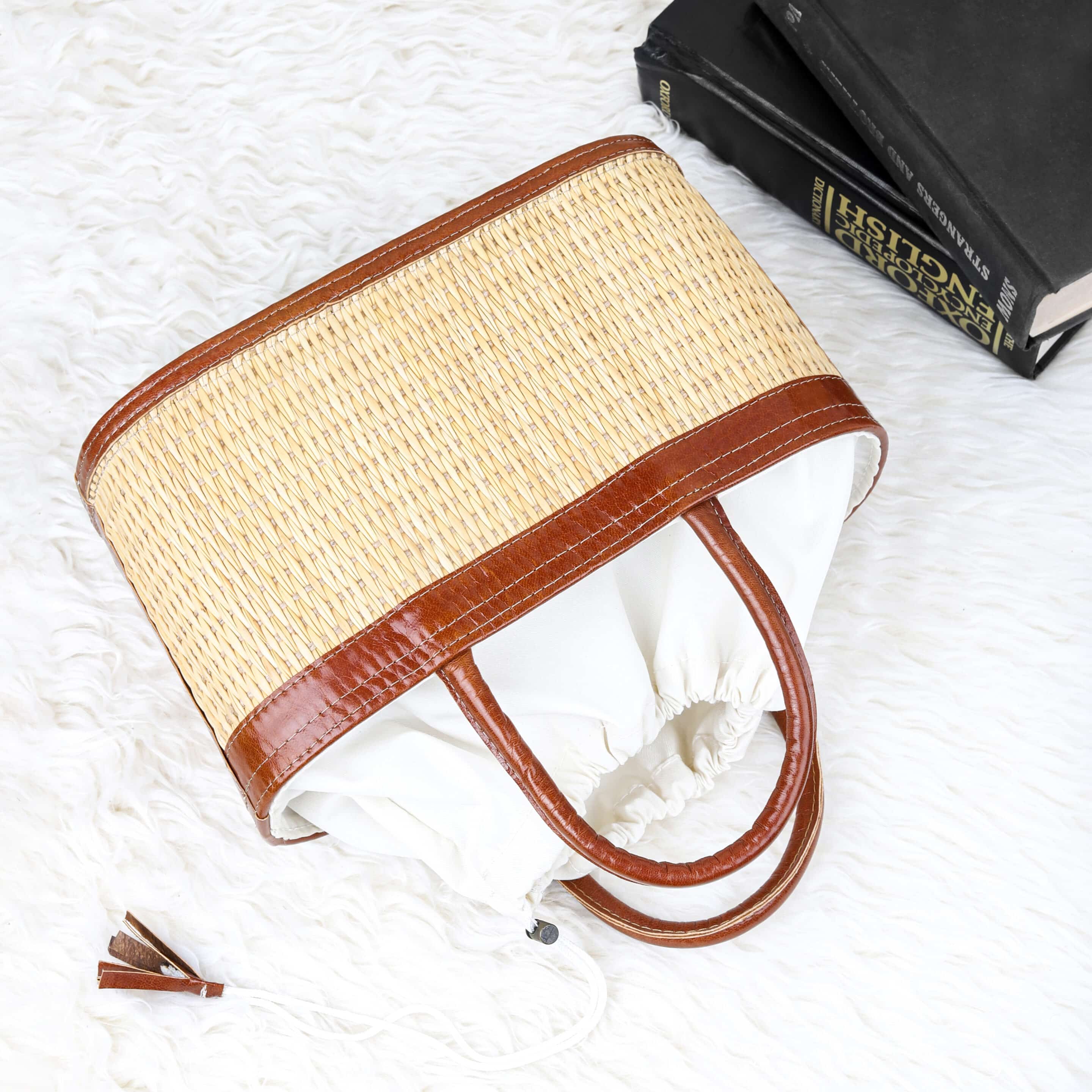 Handmade Top Handle Straw Bag