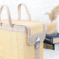 Handmade Straw Picnic Basket with Handle