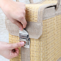 Handmade Straw Picnic Basket with Handle