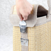 Handmade Straw Picnic Basket with Handle