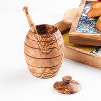 Olive Wood Honey Pot with Dipper