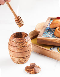 Olive Wood Honey Pot with Dipper