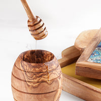 Olive Wood Honey Pot with Dipper