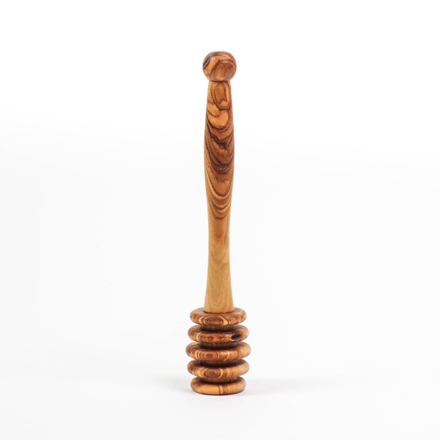 Naturally Made Olive Wood Honey Pot and Honey Dipper Set