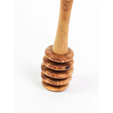Naturally Made Olive Wood Honey Pot and Honey Dipper Set