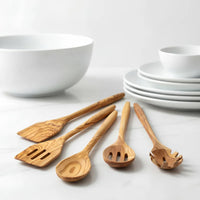 Olive Wood Utensil Set – 5-Piece Handmade Cooking & Serving Set