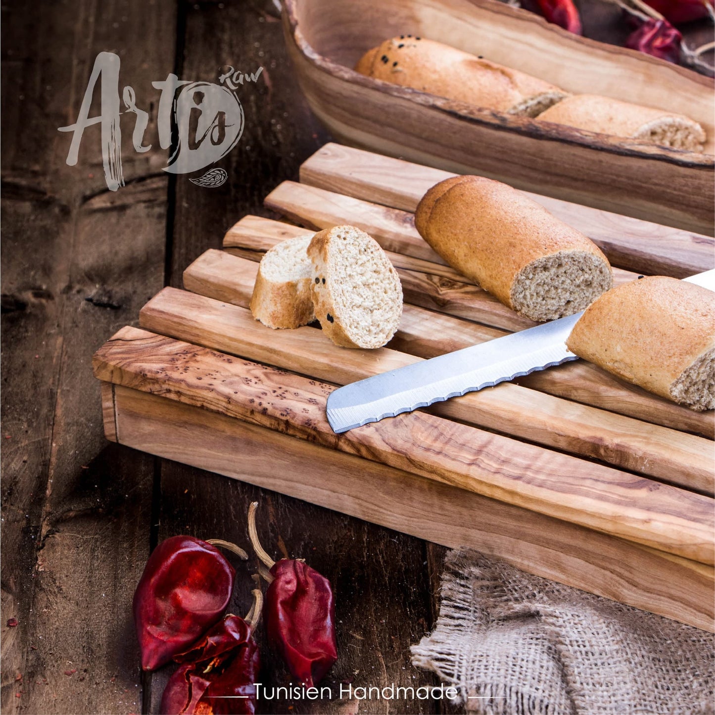 Handmade Wooden Bread Board. Two Levels