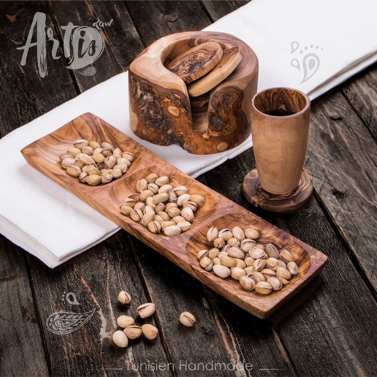Divided Dish Handmade from Olive Wood