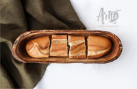 French Bread Basket Handmade from Olive Wood – Rustic Serving Bowl