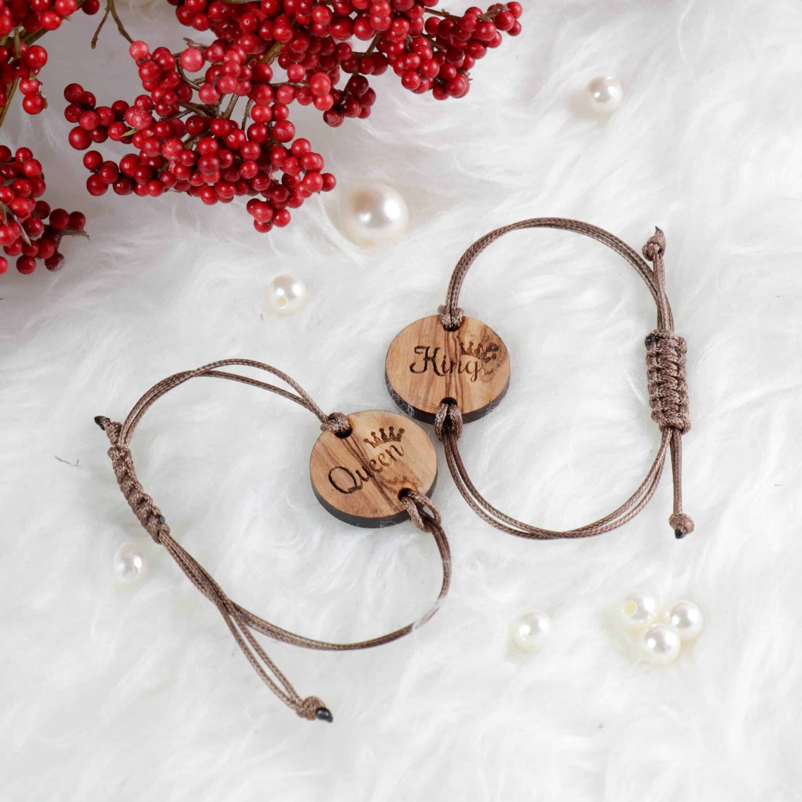 His and Hers Matching Olive Wood Bracelets – Handmade Wooden Couple Jewelry