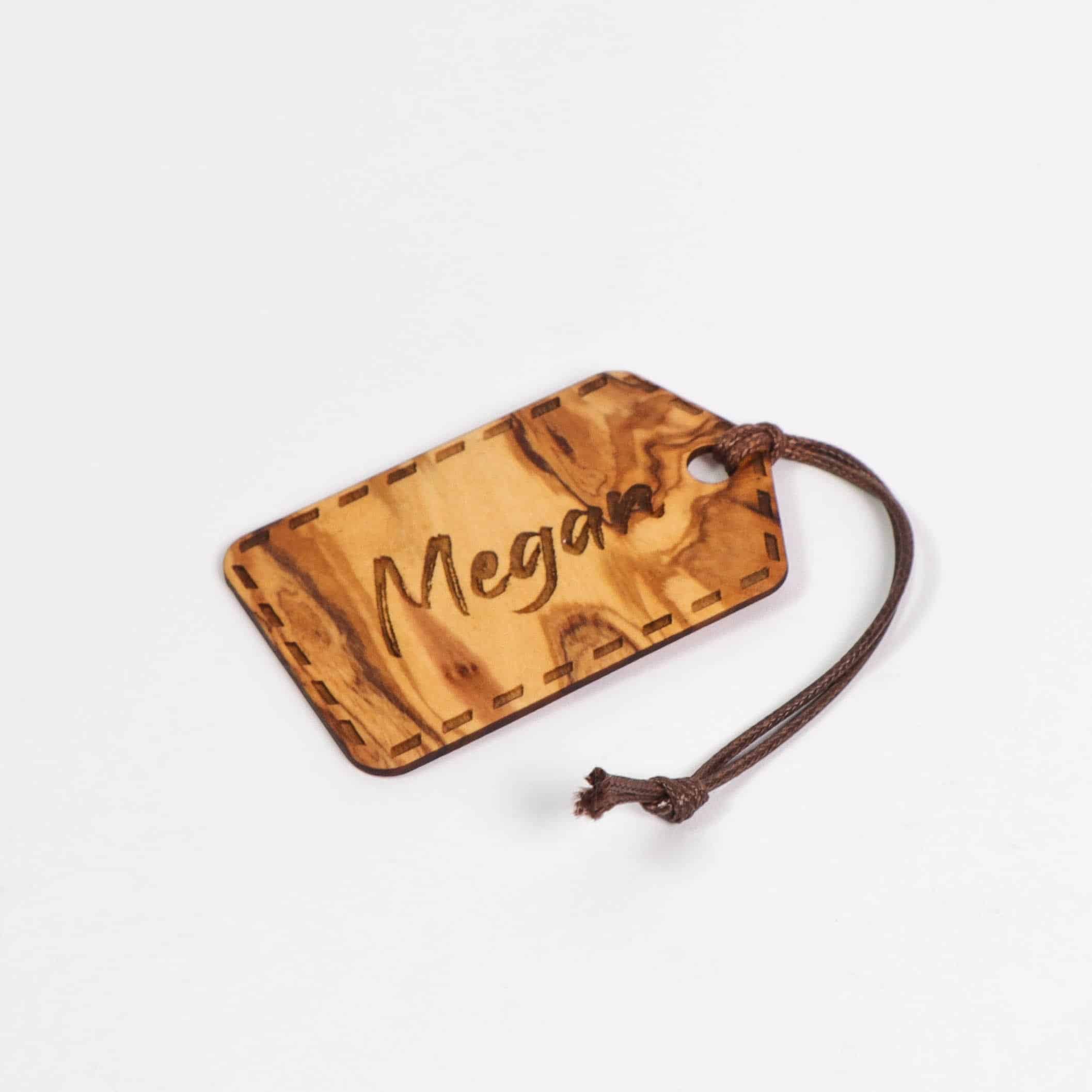 Custom Olive Wood Luggage Tags – Handmade Personalized Travel Accessory